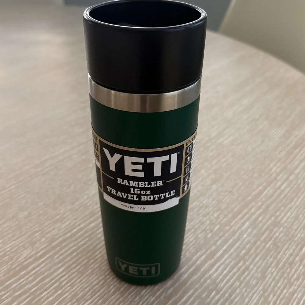YETI Rambler 16 oz Black Forest Green Travel Cup BPA Free Bottle Hotshot Cap - Picture 12 of 15